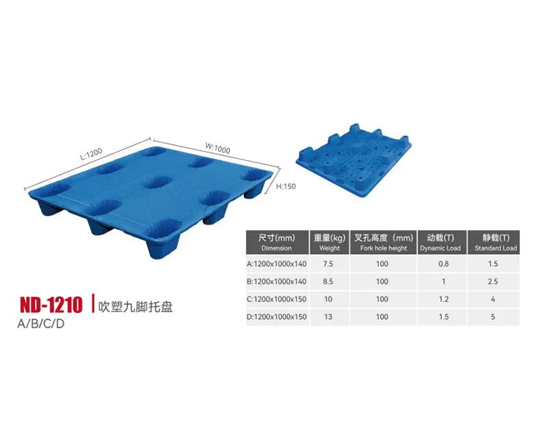 1210 Nine-footed blow-molded tray with no ridges